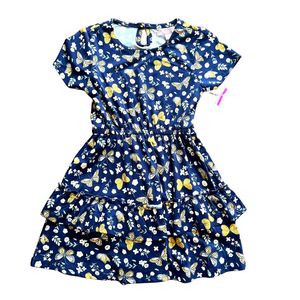 New BCBG Girls Navy Blue Butterfly Printed Patterned Short Sleeve Dress - 5
